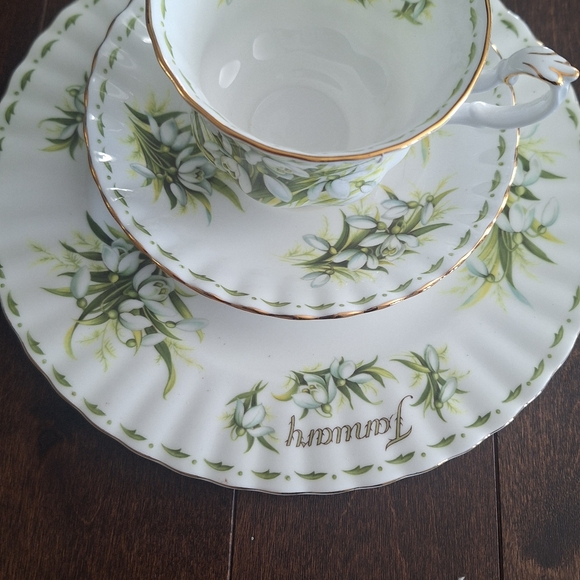 Royal albert flower of the month teacup,sauser and plate January - Picture 2 of 6